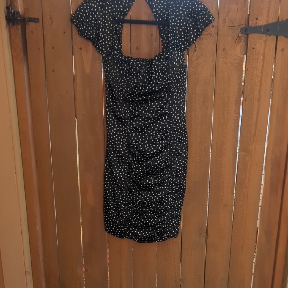 Guess Black & White Polka Dot Midi Dress